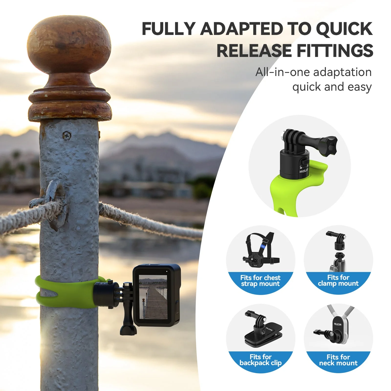 TELESIN Elastic Small Q Handlebar Mount - Image 21