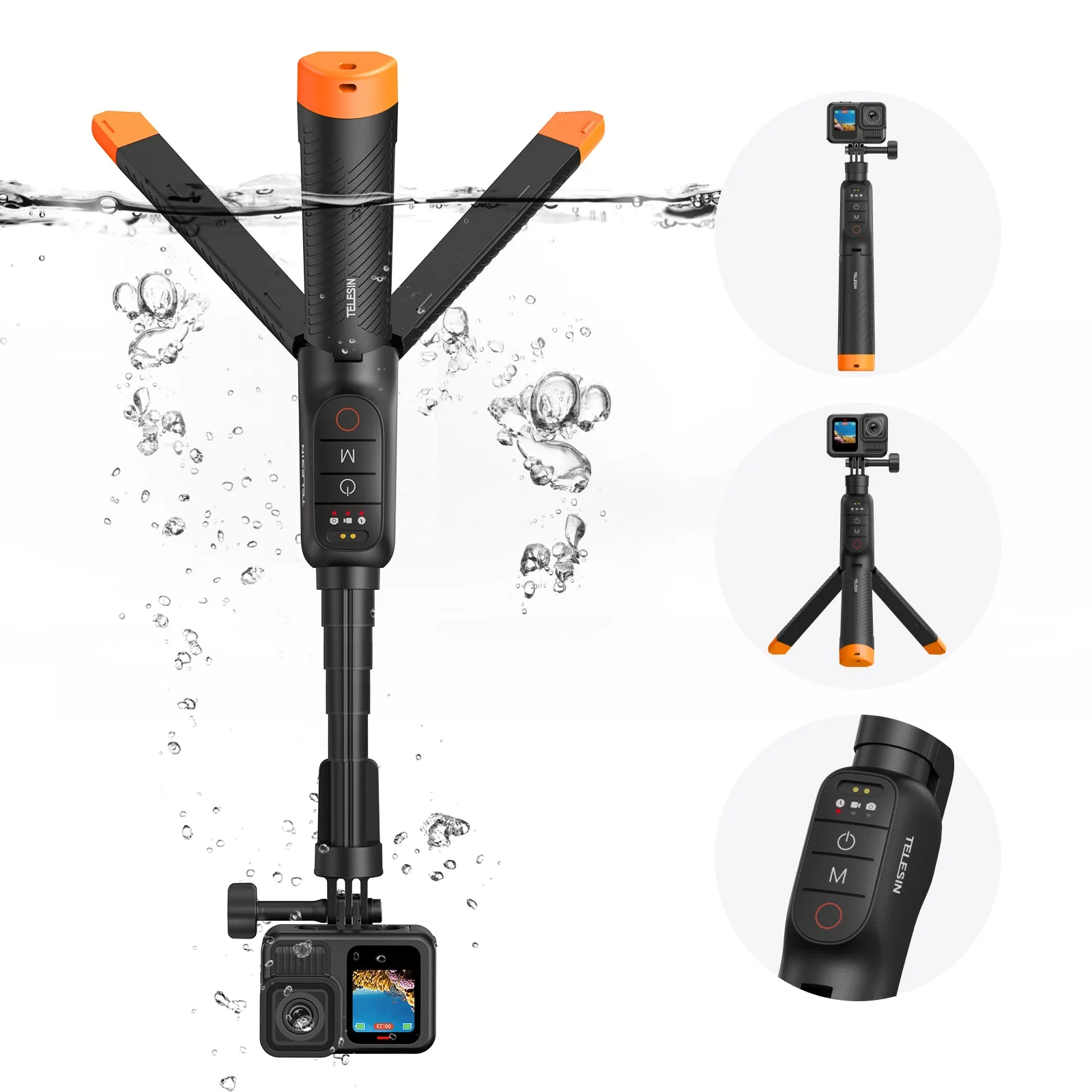TELESIN Bluetooth Underwater Selfie Stick Tripod for GoPro - Image 2